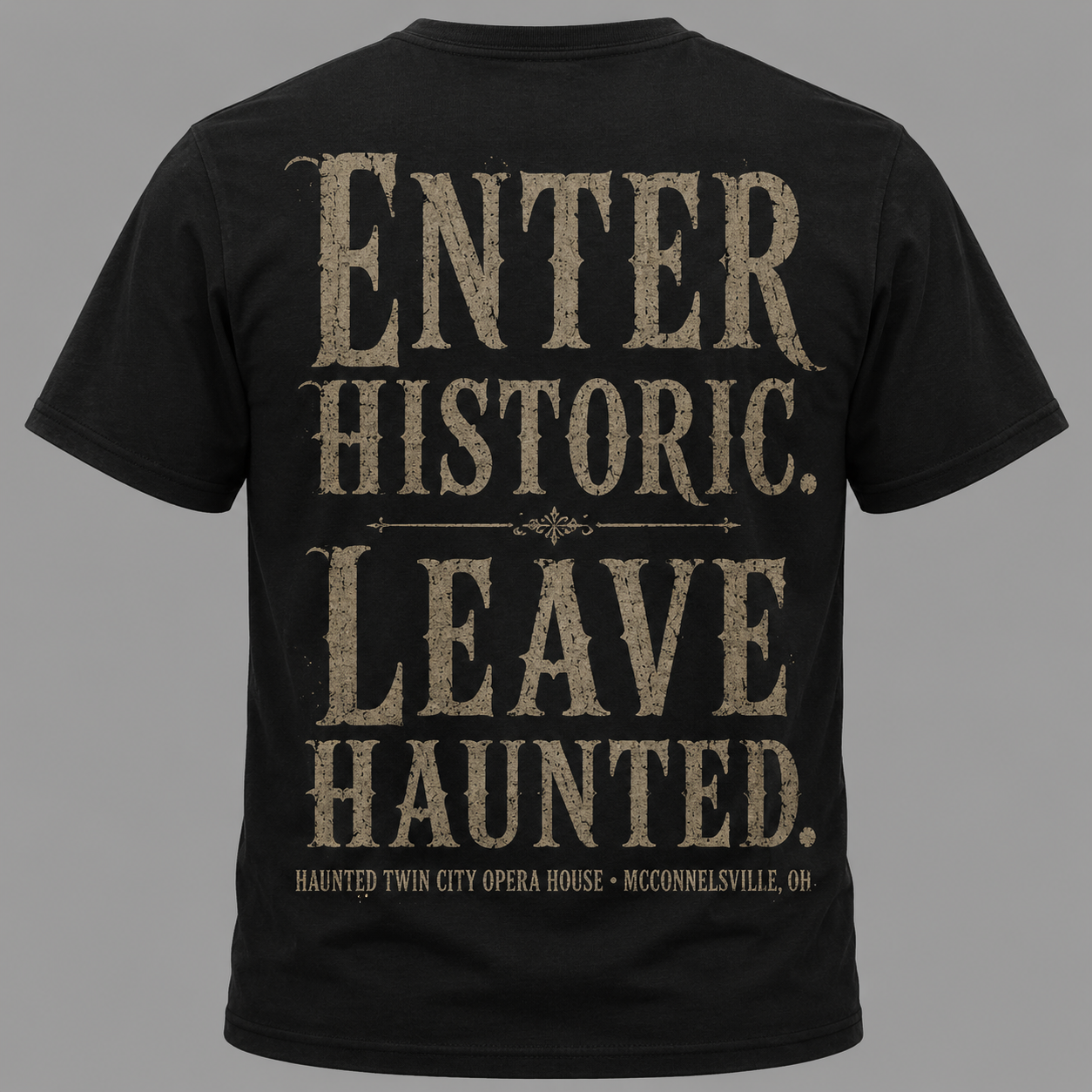 Enter Historic Leave Haunted - Black T-Shirt   back view