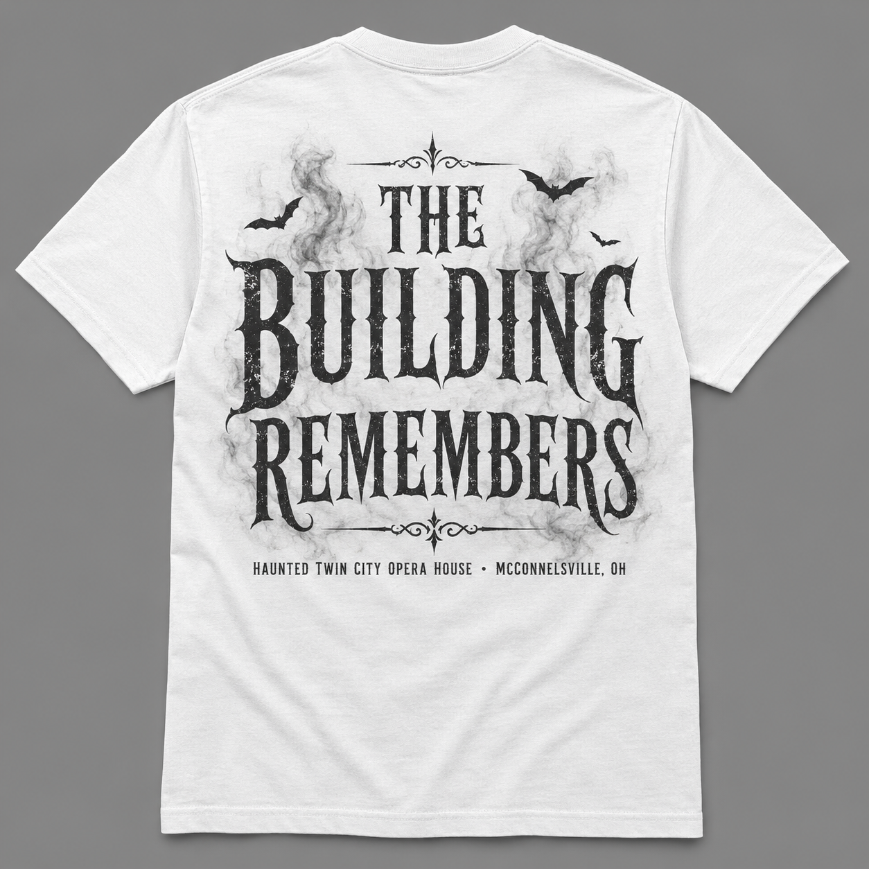 The Building Remembers - White T-Shirt back view