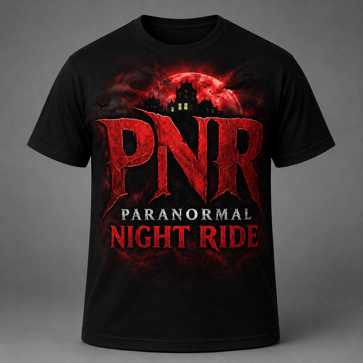 Black Paranormal Night Ride T-Shirt front view